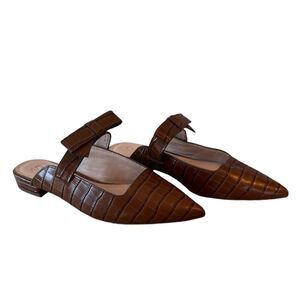 A D & Daughters Women's Size 8 Croc Embossed Leather  Slip On Flats Vero Cuoio